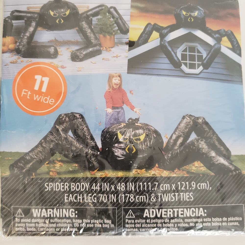 NEW!! Vtg Giant Stuff A Spider Lawn Leaf Trash Bag 11' Wide Halloween Fall Decor